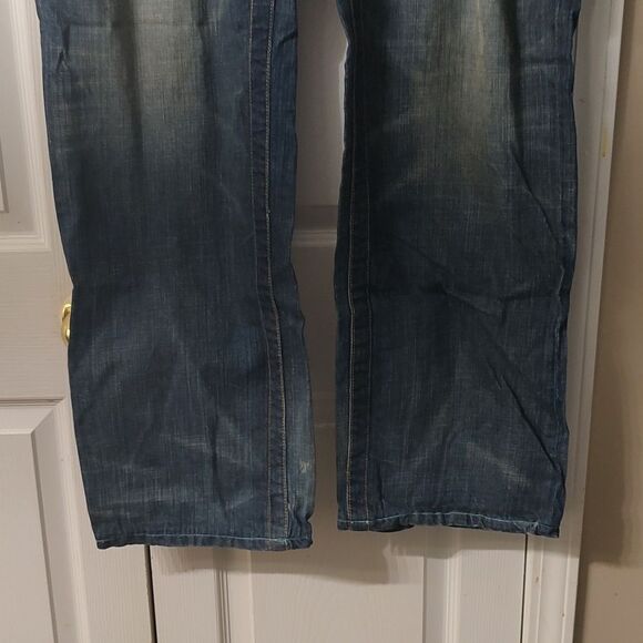 Parish button fly Health Wealth Wisdom distressed jeans  Sz 42  NWOT - Picture 2 of 14